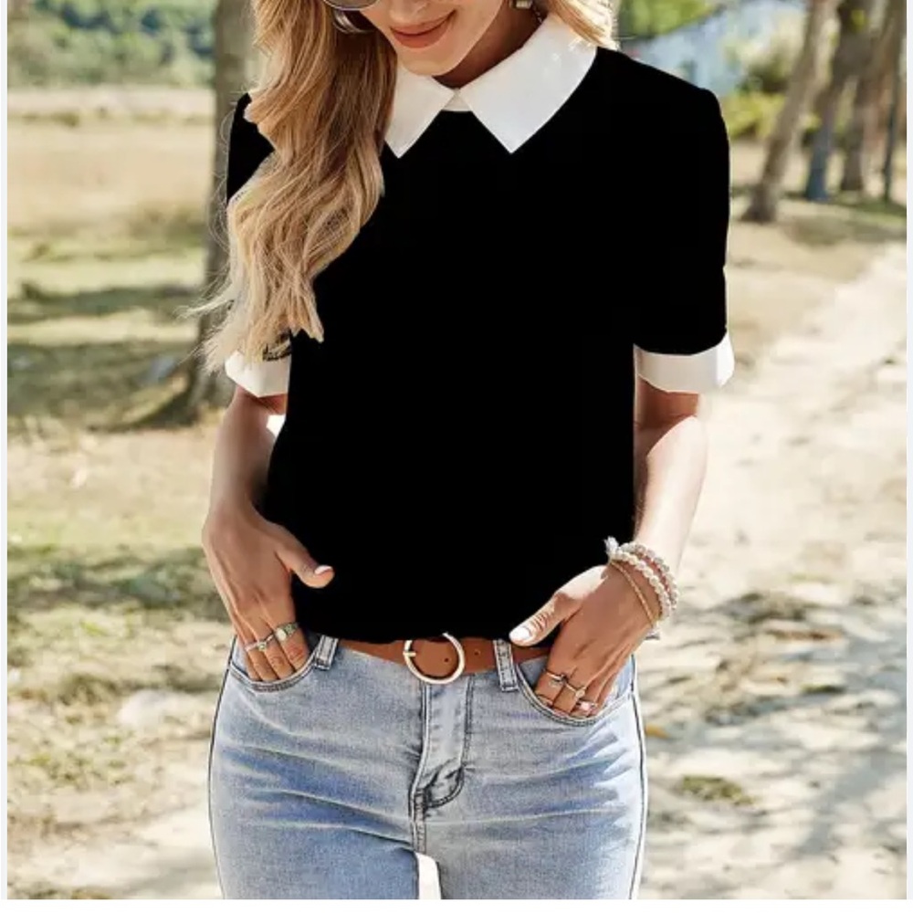 Elegant Black and White Women's Blouse